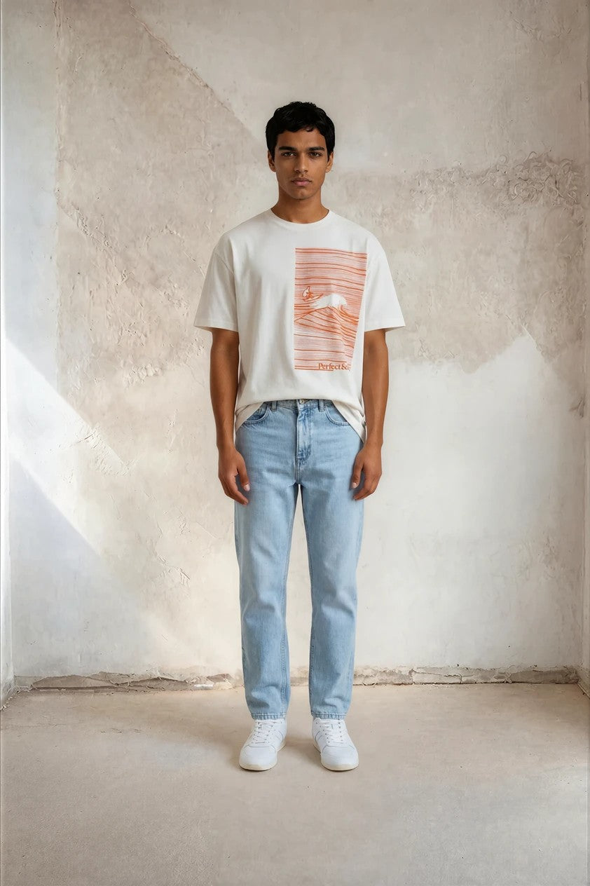 Oversize Unisex T-shirt - Wave Flock Tee Orange