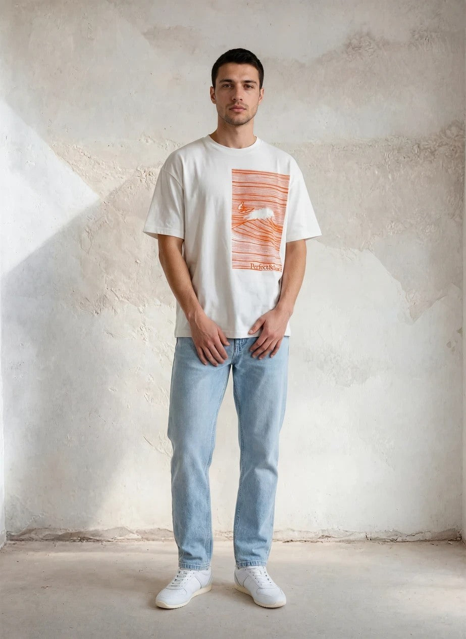 Oversize Unisex T-shirt - Wave Flock Tee Orange