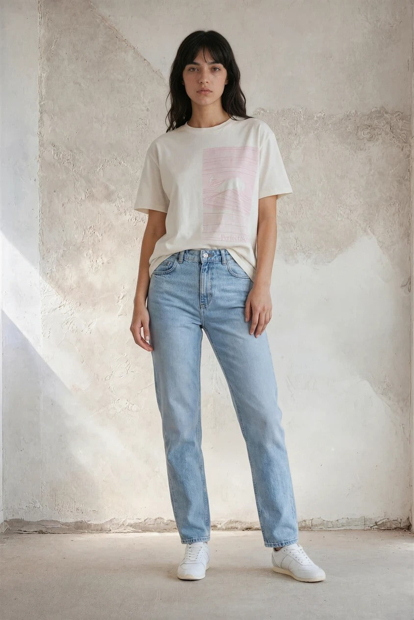 Camiseta Oversize Unisex – Wave Flock Tee Pastel Pink