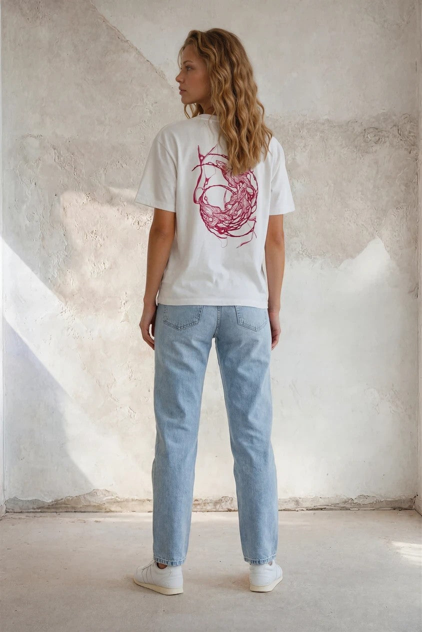 Camiseta Oversize Unisex – Koi Back Flock Tee Fuchsia