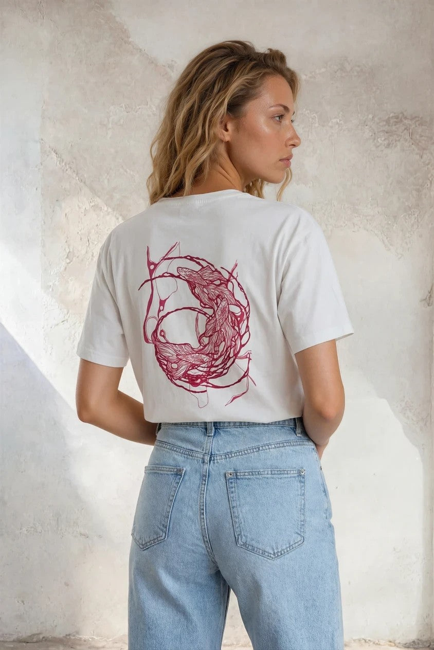 Camiseta Oversize Unisex – Koi Back Flock Tee Fuchsia