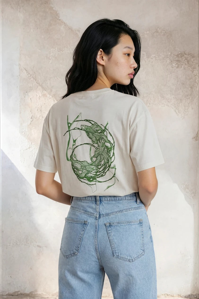 Camiseta Oversize Unisex – Koi Back Flock Tee Green