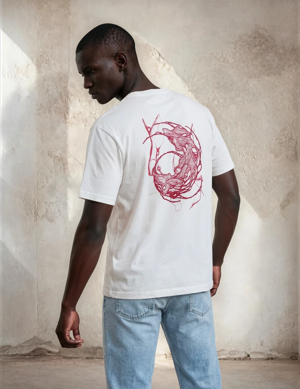 Camiseta Oversize Unisex – Koi Back Flock Tee Fuchsia