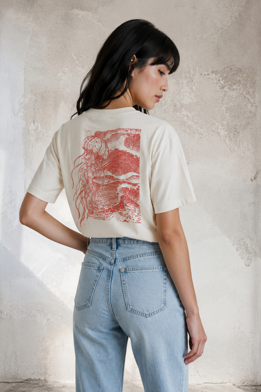 Jellyfish Oversize Unisex Tee - Coral