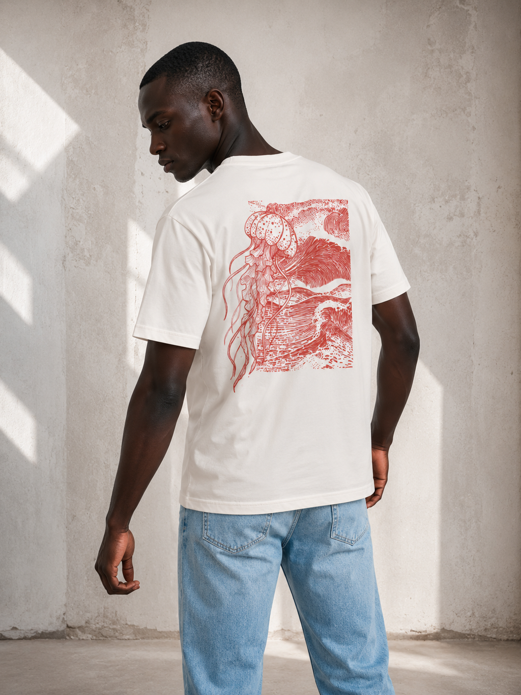 Jellyfish Oversize Unisex Tee - Coral