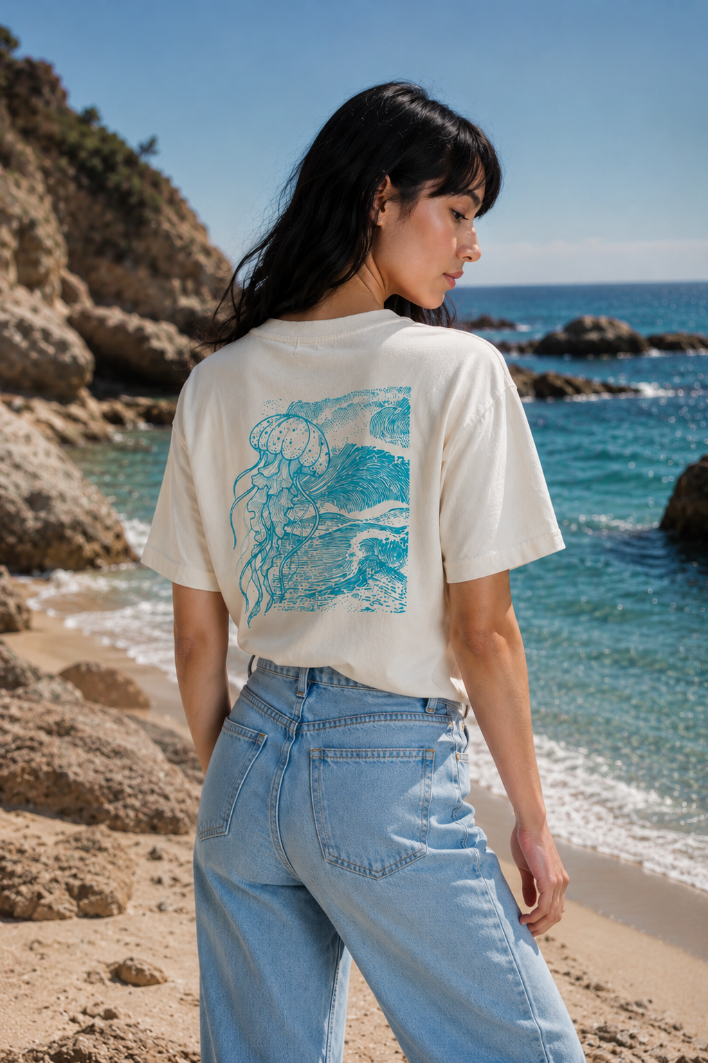 Jellyfish Oversize Unisex Tee - Turquesa